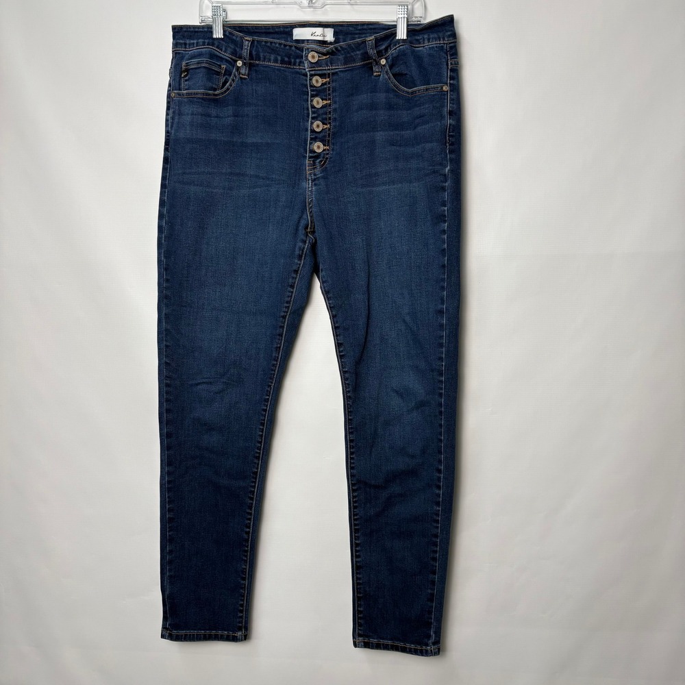 KanCan Women 2XL Dark Wash High Rise Exposed Button Fly Skinny Jeans KC7301D-P